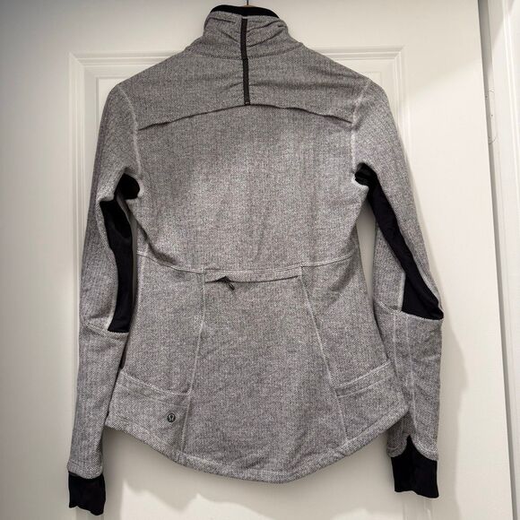 Lululemon Base Runner 1/2 Zip Mini Check Pique Heathered Black White Size 8 - Picture 6 of 8